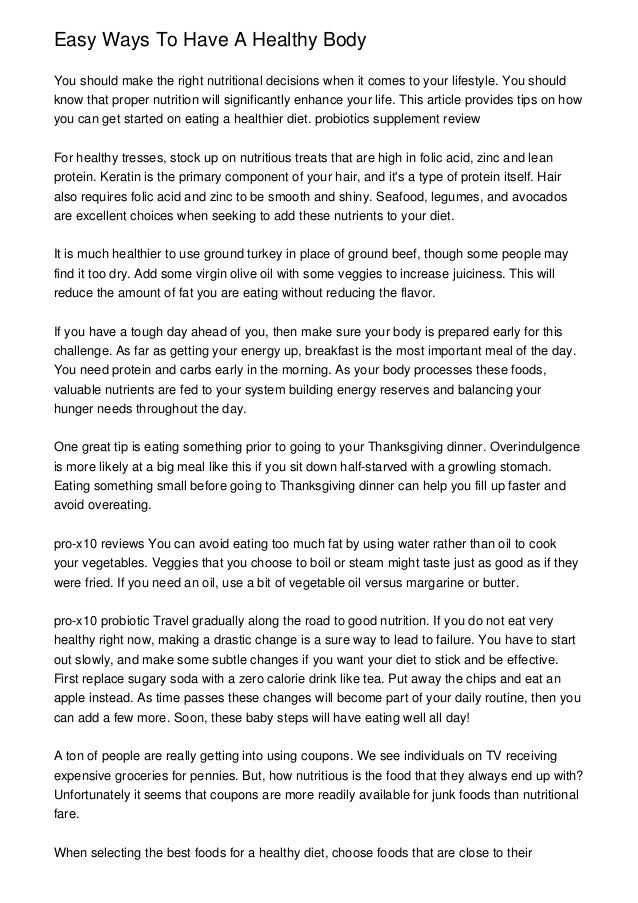 Easy Ways To Have A Healthy Body