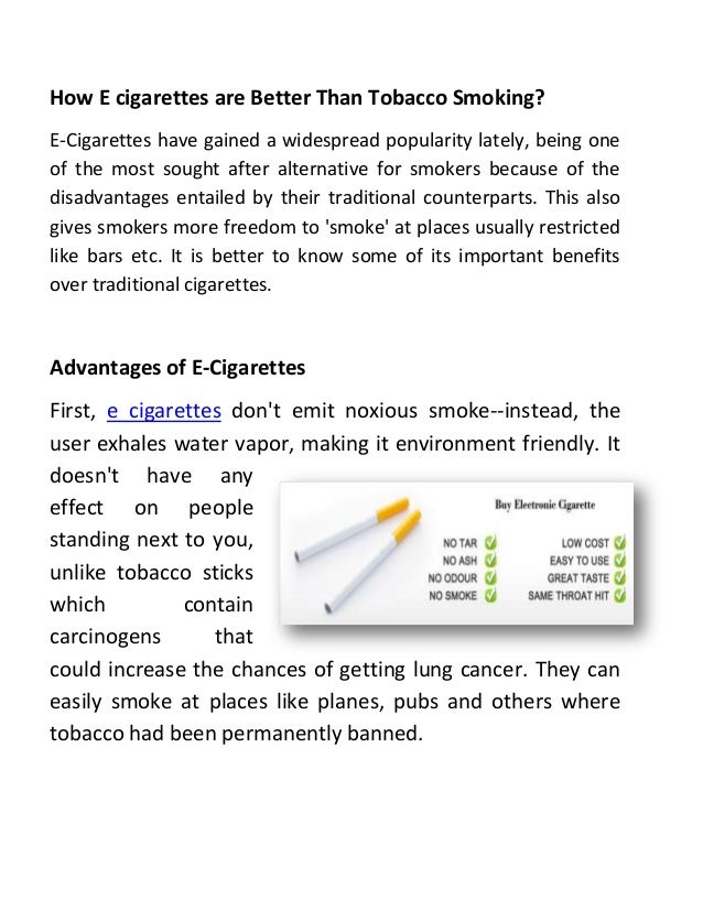 How e cigarettes are better than tobacco smoking