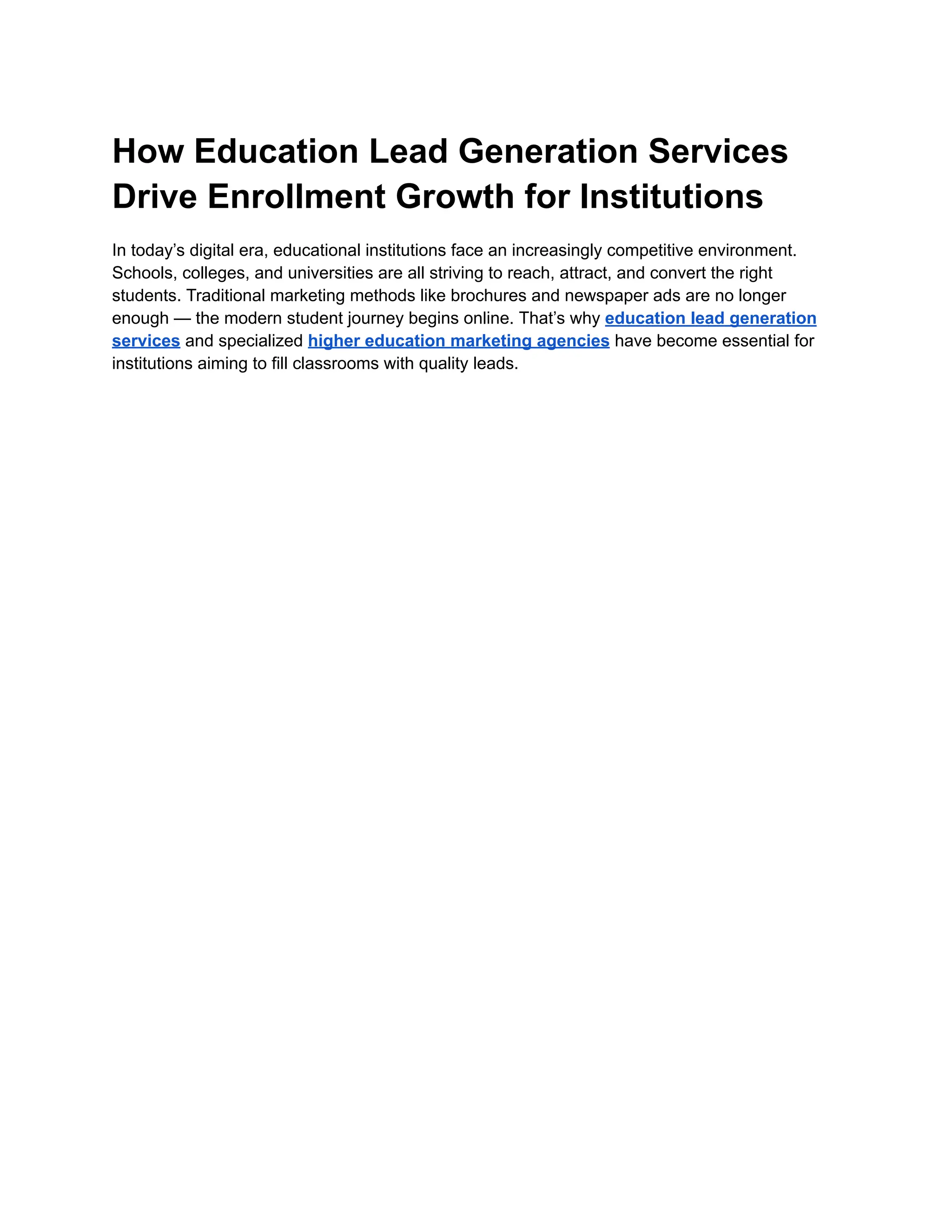 How Education Lead Generation Services Drive Enrollment Growth for ...