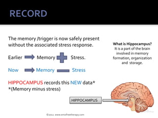 The memory /trigger is now safely present
without the associated stress response.           What is Hippocampus?
         ...