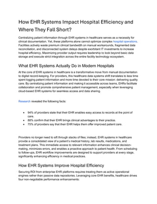 How EHR Systems Impact Hospital Efficiency and Where They Fall Short? | PDF