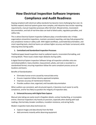 How Electrical Inspection Software Improves Compliance and Audit ...