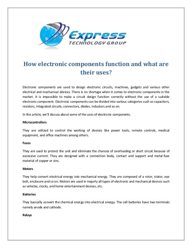 How electronic components function and what are their uses | PDF