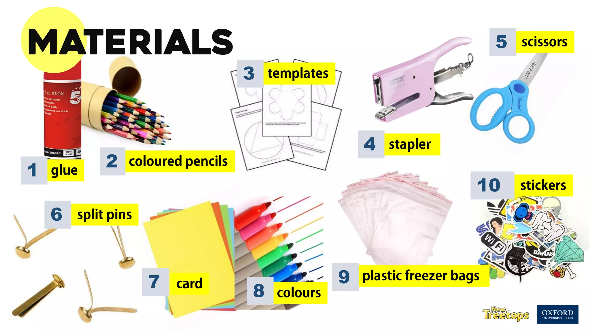 2
1
3
7
4
5
8
10
9
6
Materials
 