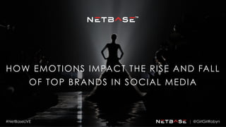 @GrillGirlRobyn#NetBaseLIVE
HOW EMOTIONS IMPACT THE RISE AND FALL
OF TOP BRANDS IN SOCIAL MEDIA
@GirlGirlRobyn#NetBaseLIVE
 
