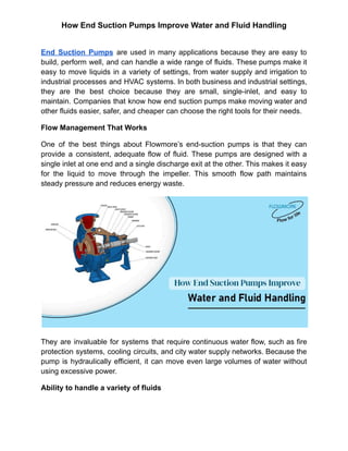 How End Suction Pumps Improve Water and Fluid Handling | PDF