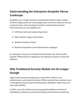 How Enterprises Can Build Secure AI Systems to Prevent Deepfake Risks | PDF