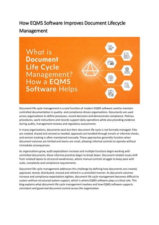 How EQMS Software Improves Document Lifecycle Management | PDF