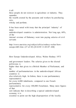 Sorted Rodney How Europe Underdeveloped Africa. Walter Rodney 1973Walter | DOCX