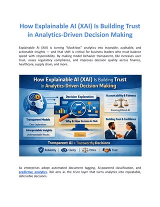 How Explainable AI (XAI) Is Building Trust in Analytics-Driven Decision ...