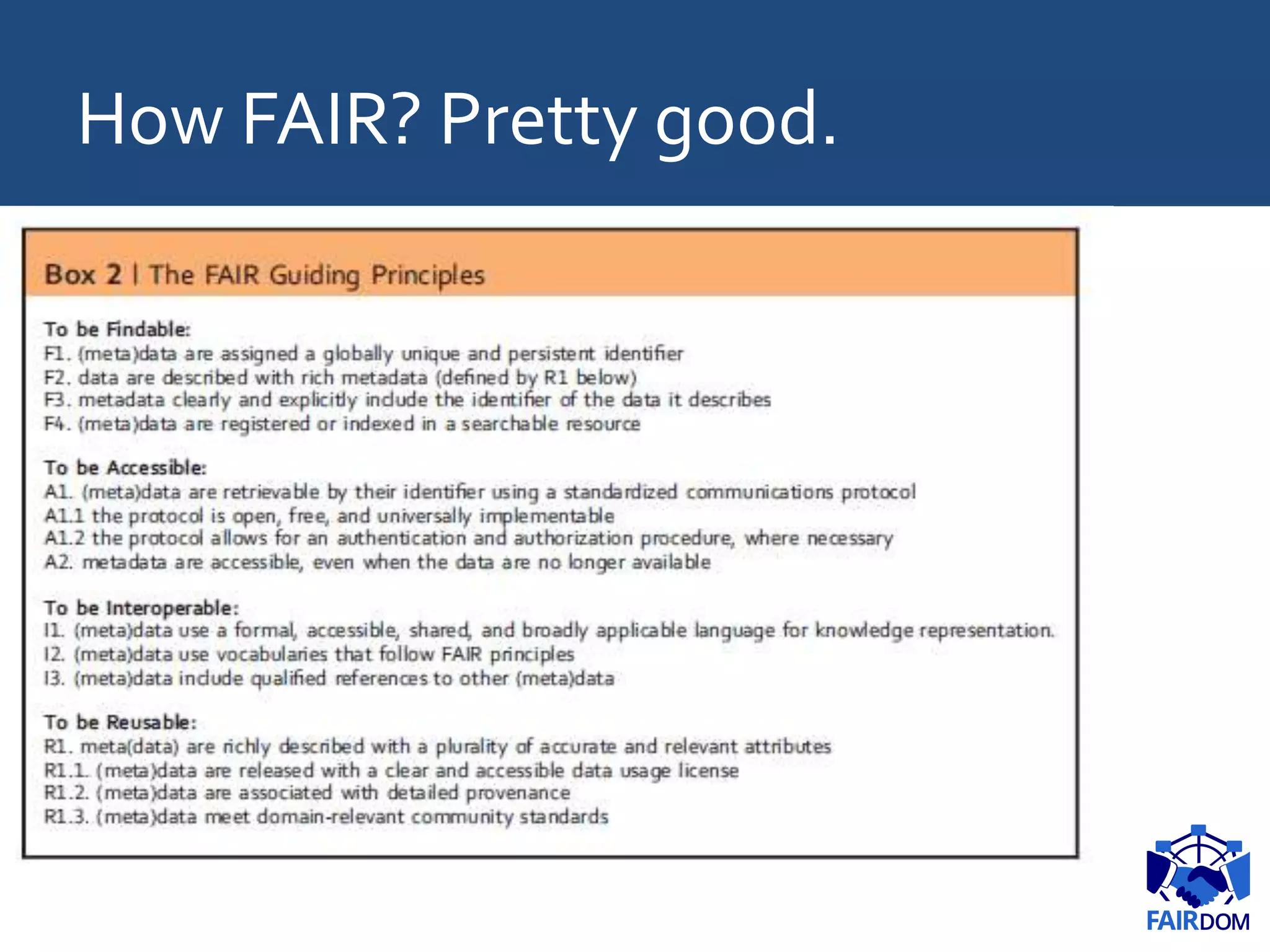 How FAIR? Pretty good.
 