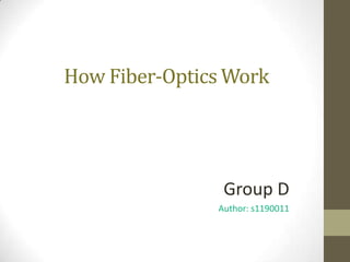 How Fiber-Optics Work




                Group D
               Author: s1190011
 