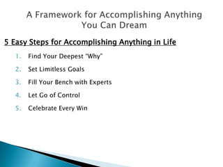 A 5 Step Framework For Turning Dreams Into Reality Ppt