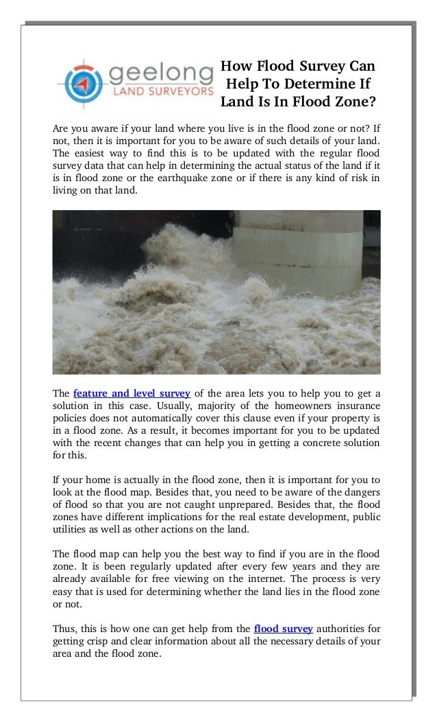 How flood survey can help to determine if land is in flood zone