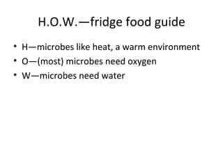 H.O.W.—fridge food guide ,[object Object],[object Object],[object Object]