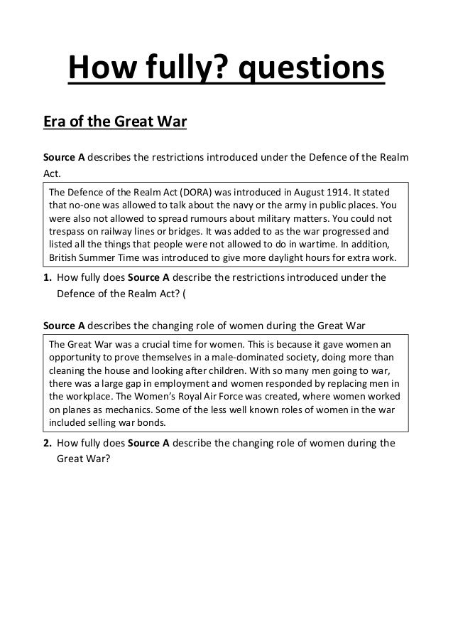Example National 5 History questions How fully?
