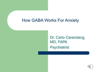How GABA Works For Anxiety
Dr. Carlo Carandang,
MD, FAPA
Psychiatrist
 