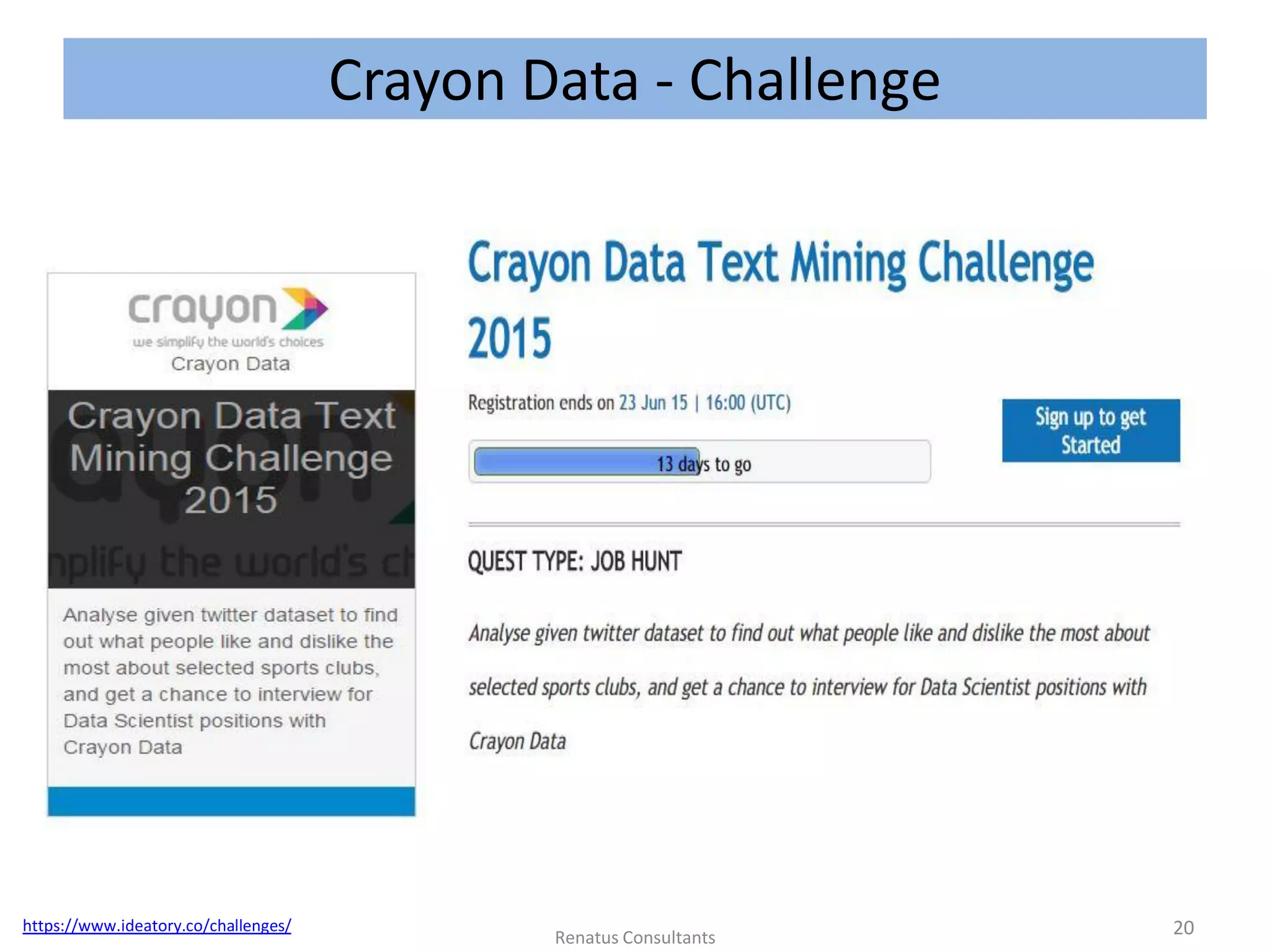 Crayon Data - Challenge
https://www.ideatory.co/challenges/ 20Renatus Consultants
 