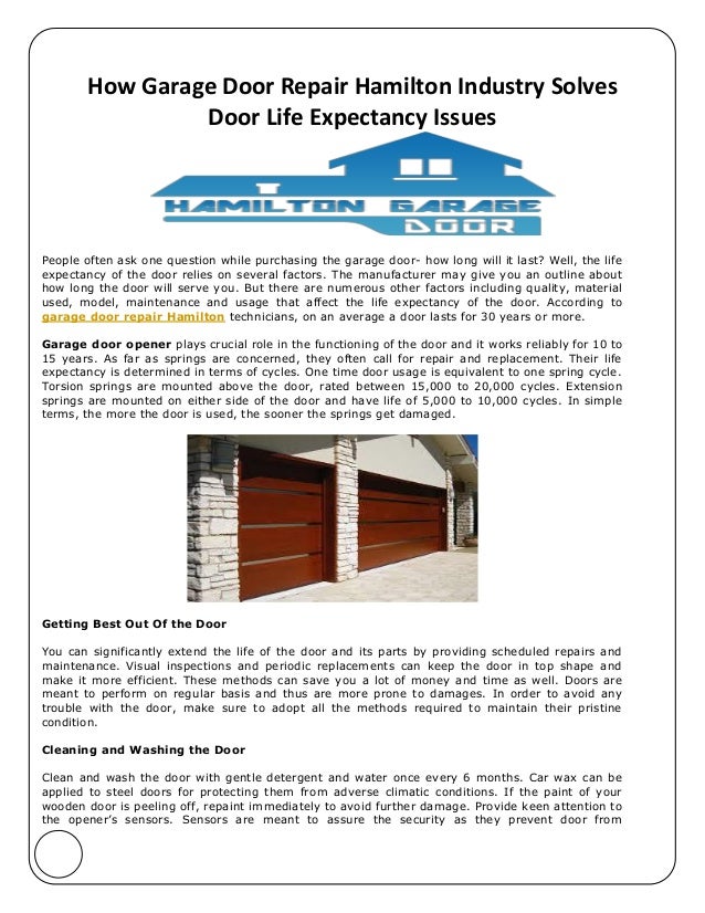 How Garage Door Repair Hamilton Industry Solves Door Life Expectancy
