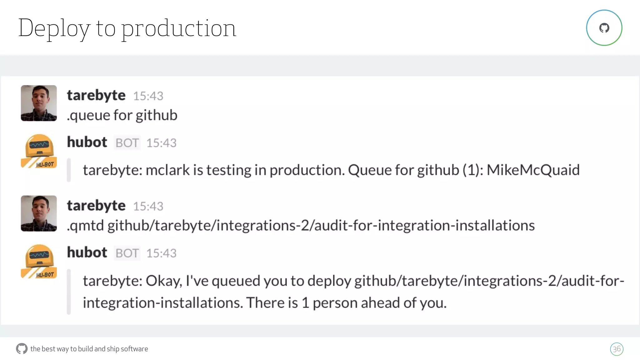 the best way to build and ship software
Deploy to production
36
"
 