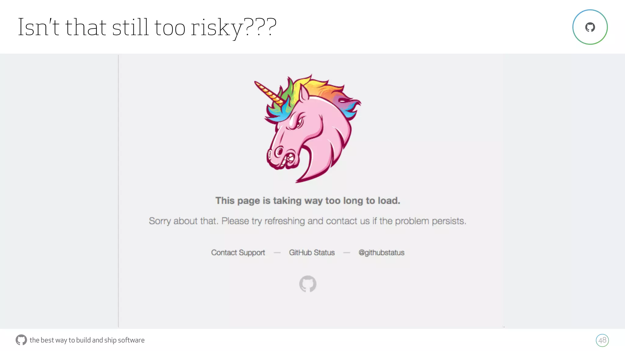 the best way to build and ship software
Isn’t that still too risky???
48
"
 