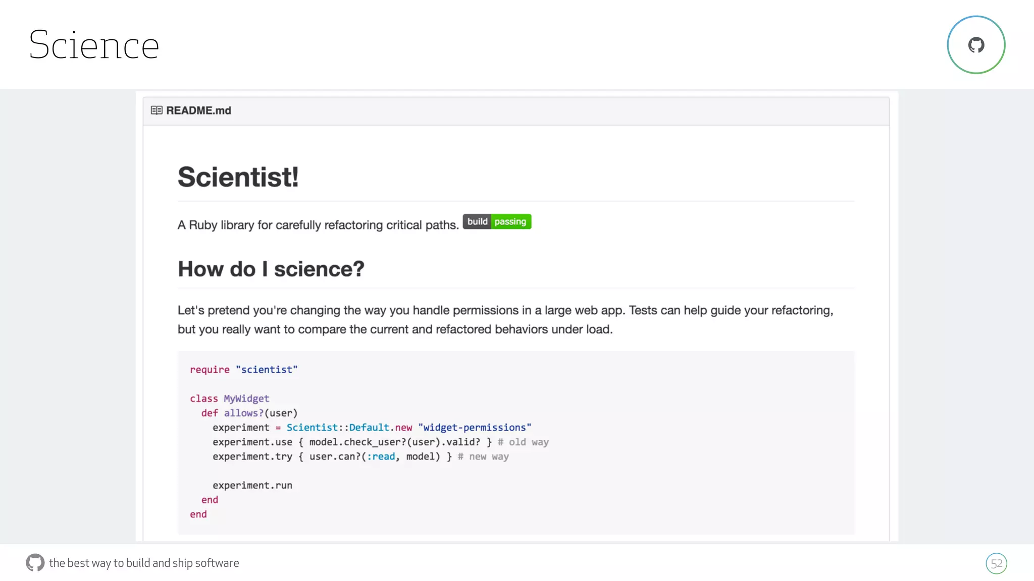 the best way to build and ship software
Science
52
"
 
