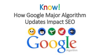 Know!
How Google Major Algorithm
Updates Impact SEO
 