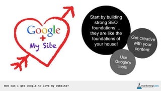 How can I get Google to love my website?
Start by building
strong SEO
foundations....
they are like the
foundations of
your house!
 