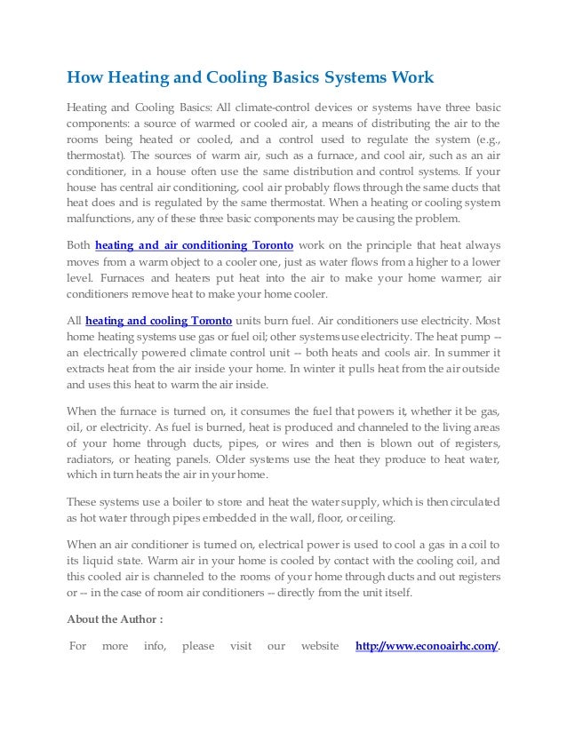 How heating and cooling basics systems work