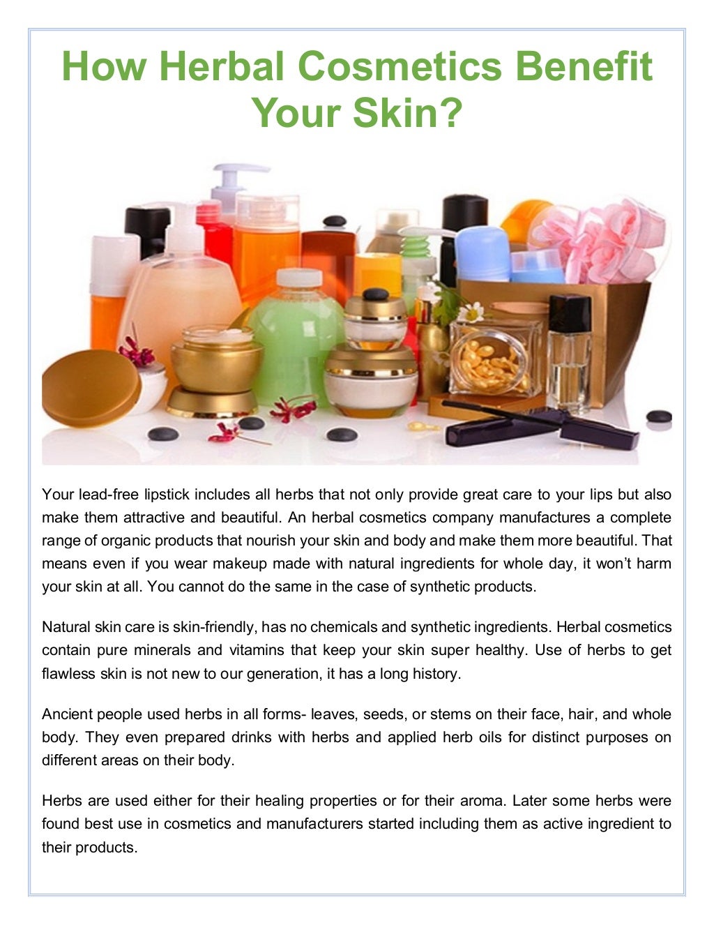 How herbal cosmetics benefit your skin