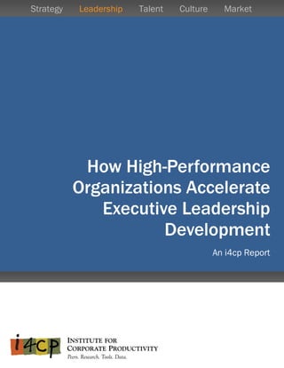 Globa

How High-Performance
Organizations Accelerate
Executive Leadership
Development
An i4cp Report
Strategy Leadership Talent Culture Market
 