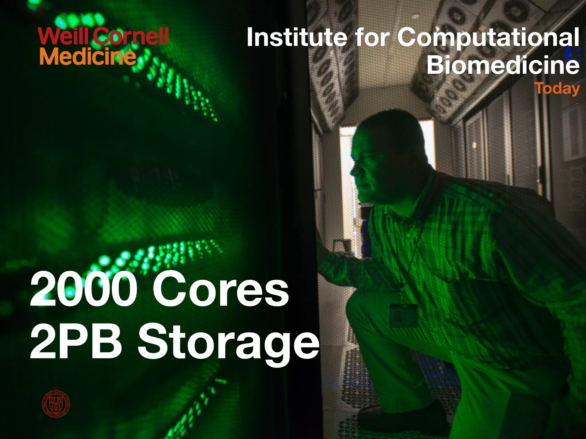 2000 Cores
2PB Storage
Institute for Computational
Biomedicine
Today
 