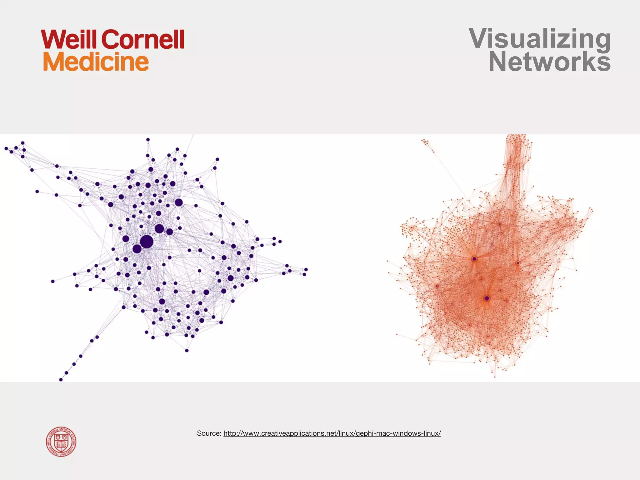 Visualizing
Networks
Source: http://www.creativeapplications.net/linux/gephi-mac-windows-linux/
 
