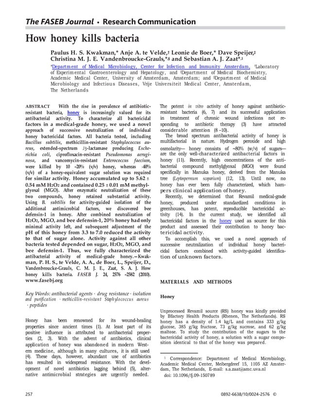 How honey kill bacteria PDF