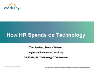 How HR Spends on Technology

                           Tom Keebler, Towers Watson

                          Leighanne Levensaler, Workday

                       Bill Kutik, HR Technology® Conference


WORKDAY CONFIDENTIAL
                                        © 2010 Towers Watson. All rights reserved. Proprietary and Confidential. For Towers Watson and Towers Watson client use only.
 