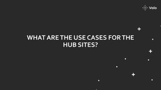 WHAT ARETHE USE CASES FORTHE
HUB SITES?
 