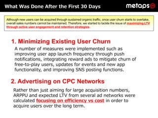What Was Done After the First 30 Days

Although new users can be acquired through sustained organic traffic, once user chu...