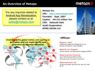 An Overview of Metaps

                                         Metaps Inc.
  For any inquiries related to           URL: ...