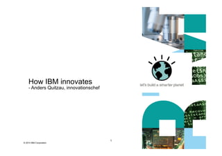 How IBM innovates
    - Anders Quitzau, innovationschef




                                        1
© 2010 IBM Corporation
 
