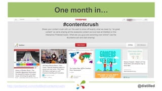 @distilledhttp://pinterest.com/distilled/contentcrush/
One month in…
 
