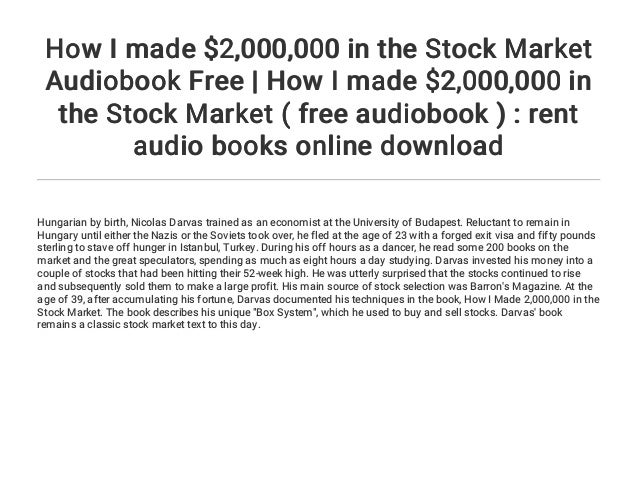 How I Made 2 000 000 In The Stock Market Audiobook Free How I 