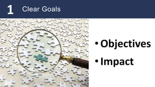 Clear Goals
•Objectives
•Impact
1
 