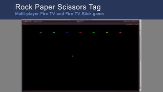 Video loop of game here
Rock Paper Scissors Tag
Multi-player Fire TV and Fire TV Stick game
 