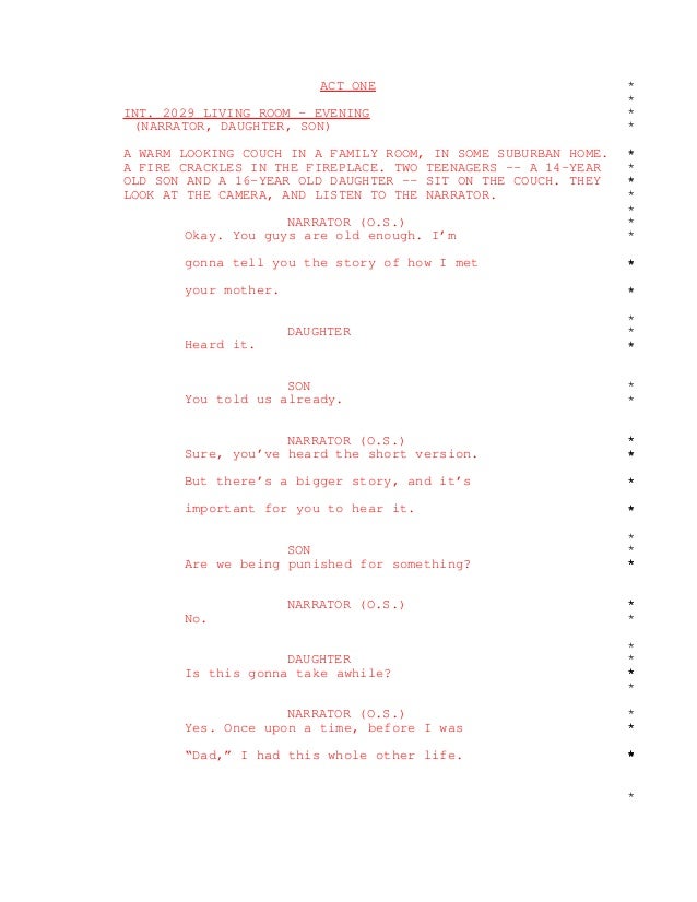 How I Met Your Mother Pilot Script How I Met Your Mother Pilot Script