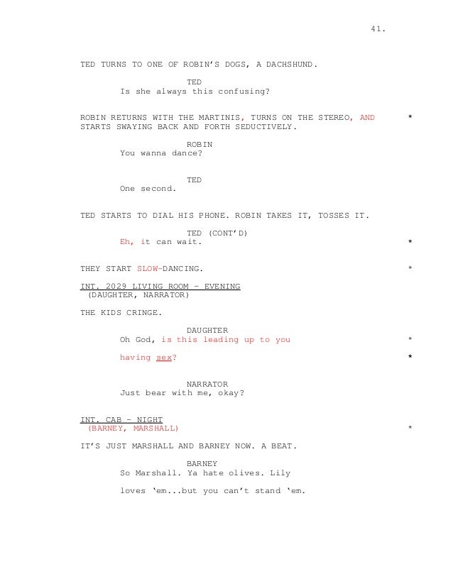 How I Met Your Mother Pilot Script How I Met Your Mother Pilot Script