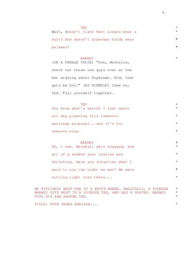 How I Met Your Mother Pilot Script How I Met Your Mother Pilot Script
