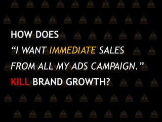 HOW DOES
“I WANT IMMEDIATE SALES
FROM ALL MY ADS CAMPAIGN.”
KILL BRAND GROWTH?
 