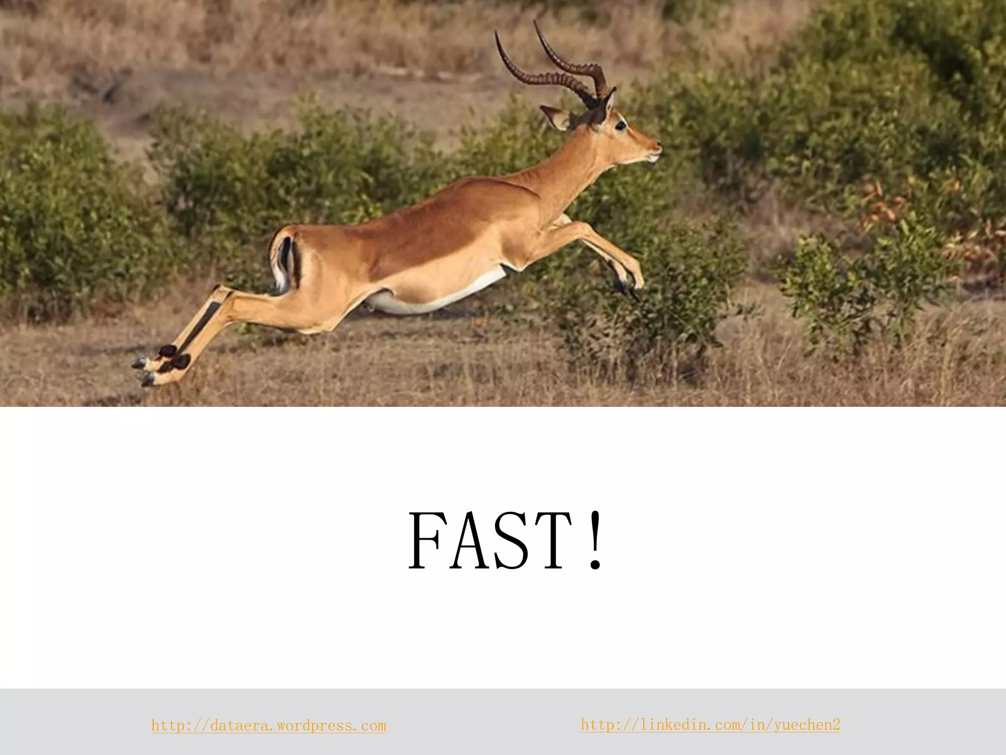 http://dataera.wordpress.com 
http://linkedin.com/in/yuechen2 
FAST!  