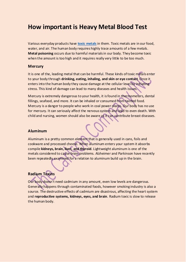 How important is Heavy Metal Blood Test