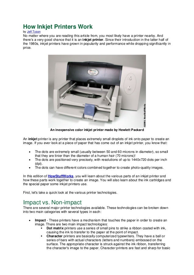 how inkjet printers work